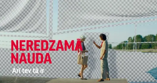 Kustīgs attēls ar mainīgiem tekstiem: Pārbaudi savu P! Pensiju, Procentus, Plānu, Peļņu, Pārvaldītāju, Prognozi un nākotnē pasaki sev paldies.