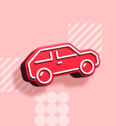 Стилизованная иконка автомобиля красного цвета. 