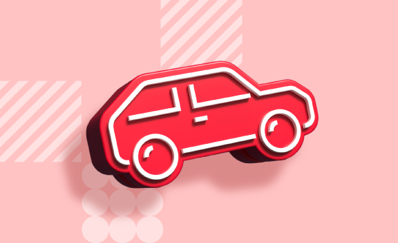 Стилизованная иконка автомобиля красного цвета. 