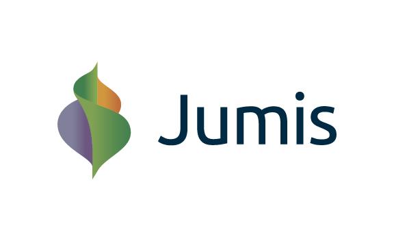 Логотип Jumis с многоцветным графическим символом.