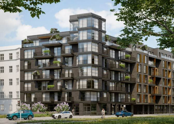 Jaunā projekta dzīvokļu ēka Miera Rezidences