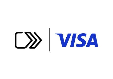 Click to Pay maksājumu simbols blakus VISA logotipam – norēķinu iespēja ar Citadeles C kartēm internetā.