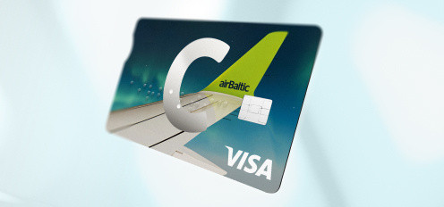 C airBaltic karte ar C, VISA un airBaltic logotipiem